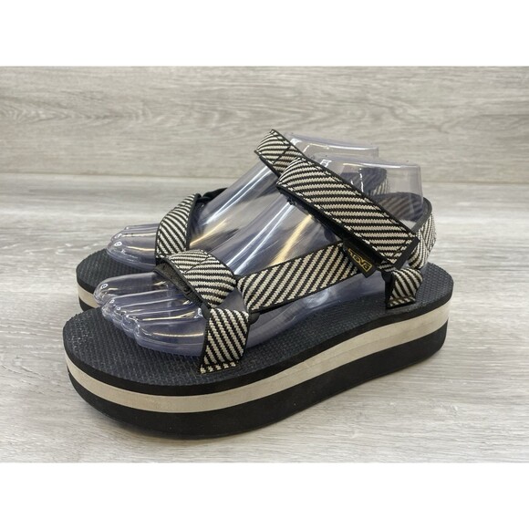 Teva Flatform Universal 1008844  Women's Sandals US 7 Black Candy Striped - Picture 3 of 10